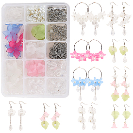 DIY Earring Making, with Acrylic Beads and Pendants, Glass Pearl Beads and Brass Earring Hooks