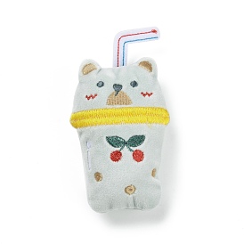 Puppenzubehör aus Baumwolle, mit Vliesstoff & Samtbesatz, für DIY-Brosche, Tasche, Socken, Schals, Bärenmilchteetasse mit Kirsche