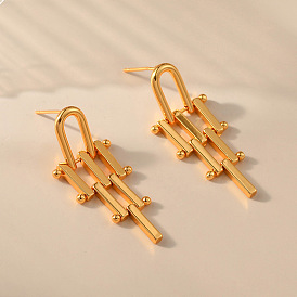 18K Gold Plated Brass Earrings - Irregular Geometric Metal Ear Cuff, Unique Design.