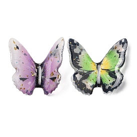 Translucent Resin Cabochons, with Gold Foils, Butterfly