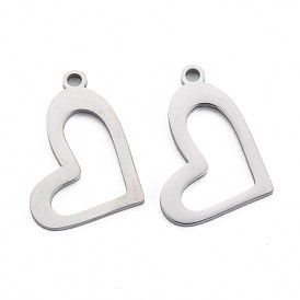304 Stainless Steel Pendants, Laser Cut, Heart