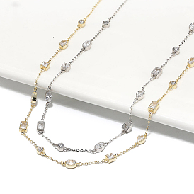 925 подвесные стерлингового серебра ожерелья, ожерелья с микро-паве и звеньями из кубического циркония