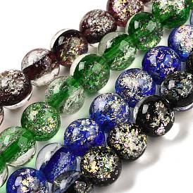 Handmade Dichroic Foil Glass Beads Strands, Rondelle