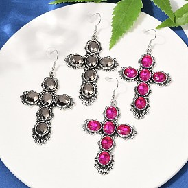 Серьги-подвески из сплава стекла для женщин, крестик