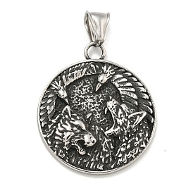 316 хирургические подвески из нержавеющей стали, плоский круглый с волчьим шармом
