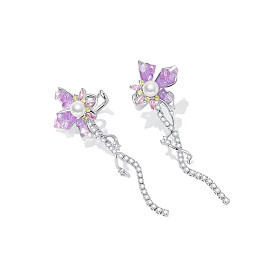 Boho Crystal Flower Clip Earrings - Elegant, Unique, No Piercing, Fashionable, Chic.