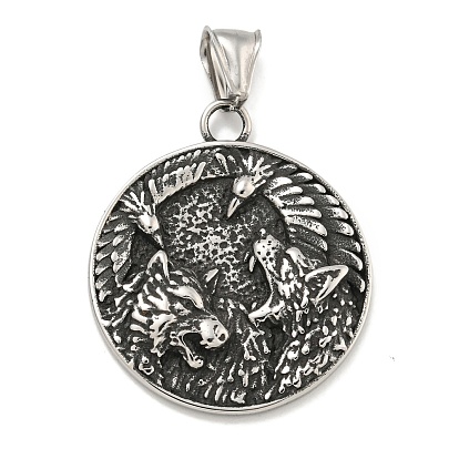 316 хирургические подвески из нержавеющей стали, плоский круглый с волчьим шармом