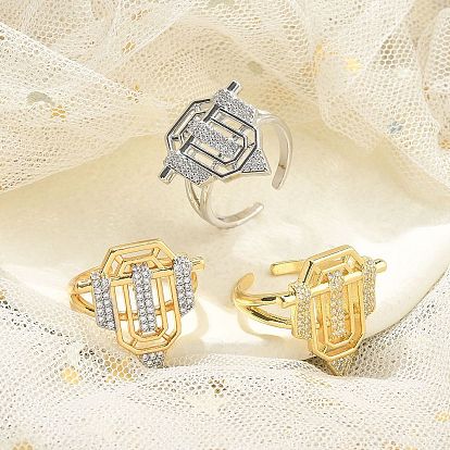 Латунные микропаве прозрачные кубические цирконии открытые манжеты кольца для женщин и мужчин, без кадмия и без свинца, щит