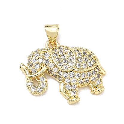 Латунные микропаве прозрачные подвески с фианитом, Слон прелести, долговечный, без кадмия и без свинца, стойки покрытие