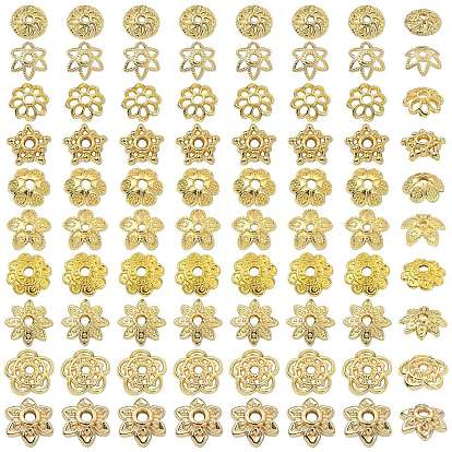 100 шт. 10 стили латунные колпачки для бусин, цветок