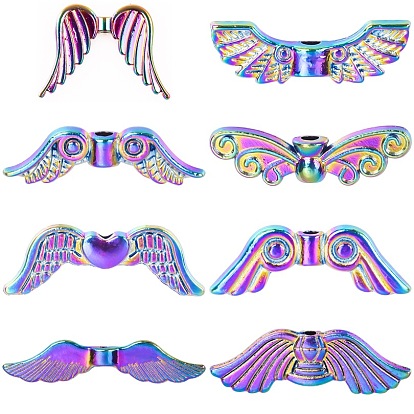 Alloy colorful electroplating angel wings beads pierced pendant necklace DIY jewelry accessories e-commerce