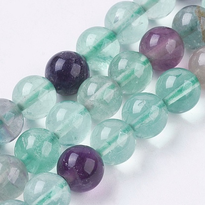 Natural Fluorite Beads Strands, Round