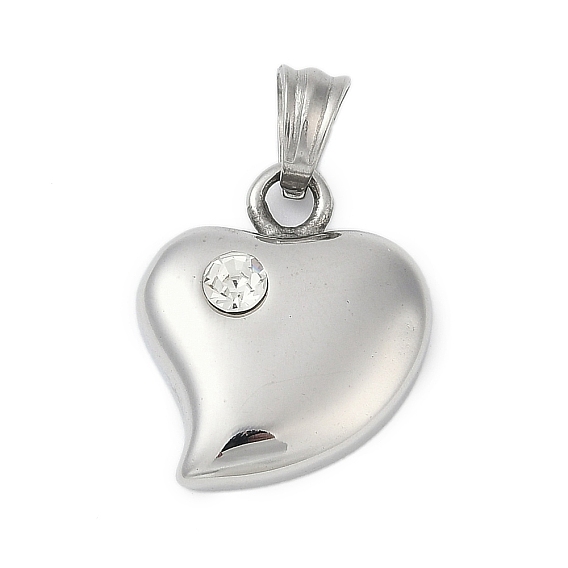 304 из нержавеющей стали Кристалл Rhinestone подвески, шарма сердца