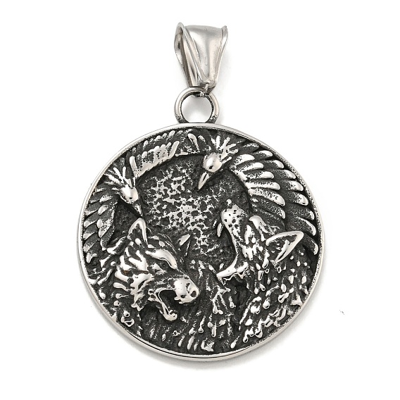 316 хирургические подвески из нержавеющей стали, плоский круглый с волчьим шармом