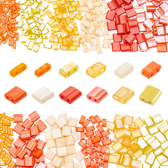 420 шт. 12 стиль 2 непрозрачный стеклянный бисер с отверстием, прямоугольные