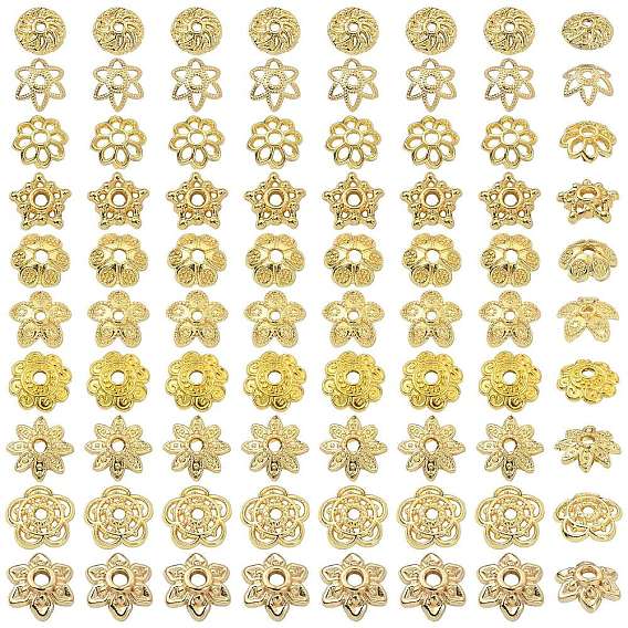 100 шт. 10 стили латунные колпачки для бусин, цветок