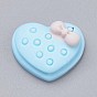 Resin Cabochons, Heart with Bowknot