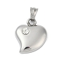 304 из нержавеющей стали Кристалл Rhinestone подвески, шарма сердца