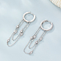 Rhodium Plated 925 Sterling Silver Micro Pave Cubic Zirconia Hoop Earrings, Chains Tassel Earrings