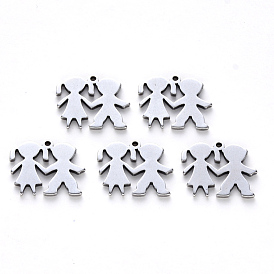 304 Stainless Steel Charms, Laser Cut, Brother and Sister