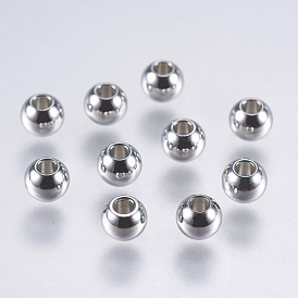 304 Stainless Steel Beads, Solid Round