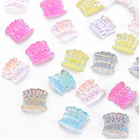 Transparent Resin Cabochons, AB Color Plated, Barrel