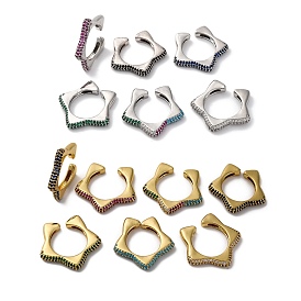 Кольца-манжеты для женщин с открытыми кольцами из латуни и кубическим цирконием в виде звезды, без свинца и без кадмия, долговечный