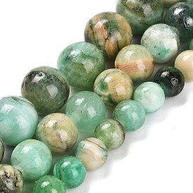 Natural Green Line Jasper  Beads Strands, Round