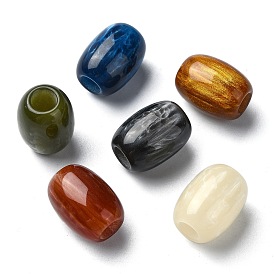 Resin European Beads, Large Hole Barrel Beads