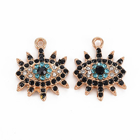Alloy Pendants, with Rhinestone, Eye