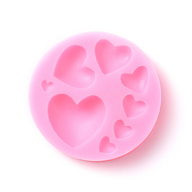 Food Grade Silicone Molds, Fondant Molds, For DIY Cake Decoration, Chocolate, Candy, UV Resin & Epoxy Resin Jewelry Making, Flat Round with Heart
