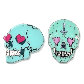 Halloween Theme Double-sided Printed Acrylic Pendants, Skull with Heart