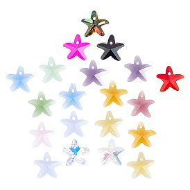 90Pcs 15 Colors Faceted Glass Charms, Starfish