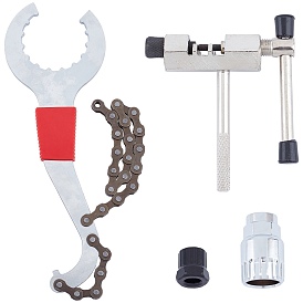 Bicycle Repair Tool Kits, with Chain Whip Auxiliary Wrench, Chain Breaker, Freewheel Remover and Bracket Remover