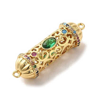 Brass Pave Colorful Cubic Zirconia Connector Charmss, Column Links