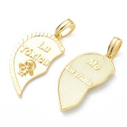 Brass Pendants, Long-Lasting Plated, Separate Heart with Human & Word