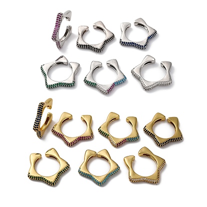 Кольца-манжеты для женщин с открытыми кольцами из латуни и кубическим цирконием в виде звезды, без свинца и без кадмия, долговечный