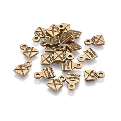 Tibetan Style Alloy Pendants, Lead Free and Cadmium Free, Love Mail Charm, 10x6.5mm, hole: 1.5mm, about 2430pcs/1000g