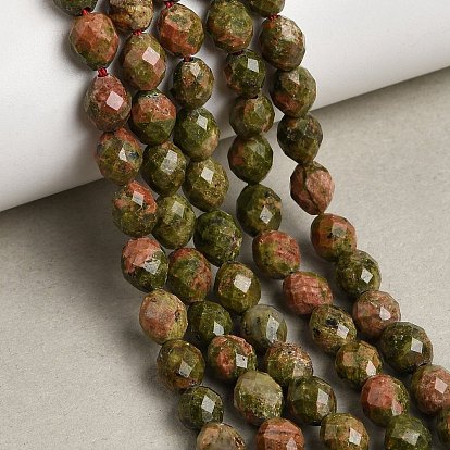 Природные Unakite бисер нитей, граненые, рис