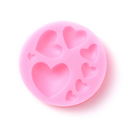 Food Grade Silicone Molds, Fondant Molds, For DIY Cake Decoration, Chocolate, Candy, UV Resin & Epoxy Resin Jewelry Making, Flat Round with Heart