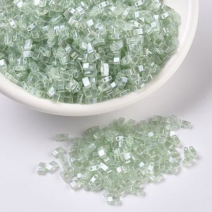 MIYUKI Half TILA Beads, Japanese Seed Beads, 2 Hole, Transparent Colours Lustered