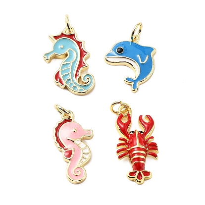 Латунь эмаль подвески, с прыжковых колец, стойки покрытие, реальный 18 k позолоченный, без свинца и без кадмия, долговечный