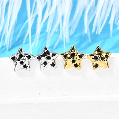 304 из нержавеющей стали серьги, со стразами, ионное покрытие (ip), звезда