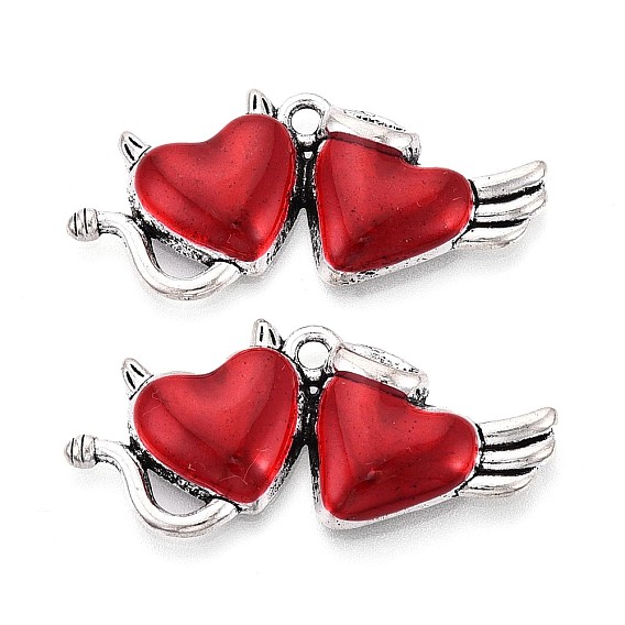 Цинк подвески эмали сплава, сердце прелести, античное серебро
