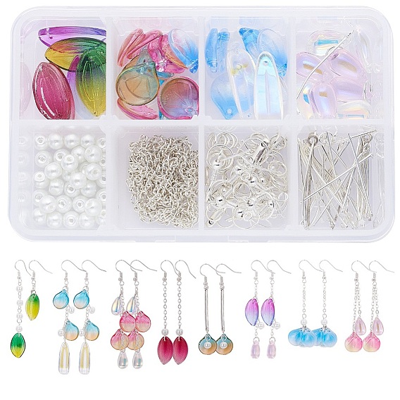 DIY Ohrring machen Sets, mit Glasanhänger und Metallzubehör