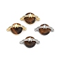 Подвески-коннекторы из латуни с натуральным тигровым глазом, с четким кубического циркония
