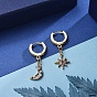 Star and Moon Asymmetrical Dangle Hoop Earrings, with Brass Cubic Zirconia Charms & Real Gold Plate Earring Hoops and Jewelry Box