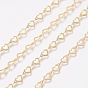 Brass Handmade Link Chains, with Spool, for Craft Jewelry Making, Long-Lasting Plated, Unwelded, Heart