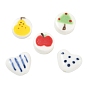 Handmade Porcelain Beads, Flat Round/Heart, Hand Painted