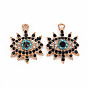 Alloy Pendants, with Rhinestone, Eye